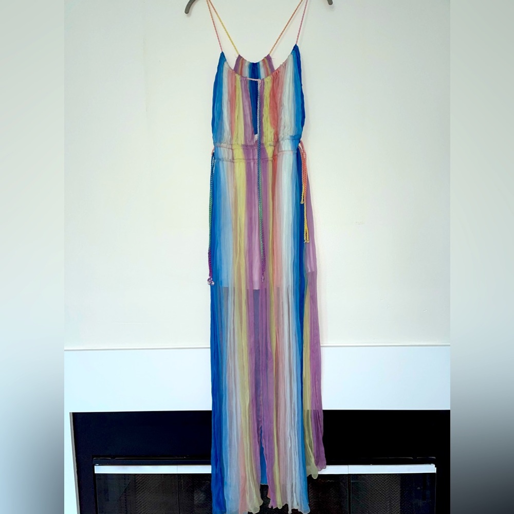 Multicolor chiffon maxi dress.